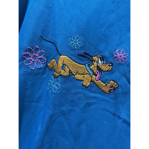 NEW Vintage Disney Plus Mickey & Pluto Embroidered Button Up 1X Blue Cotton - Picture 3 of 8